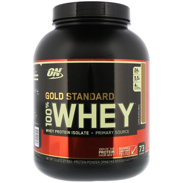 Optimum Nutrition, ゴールド スタンダード、100%ホエイ、チョコレート モルト、5 lbs (2.27 kg)